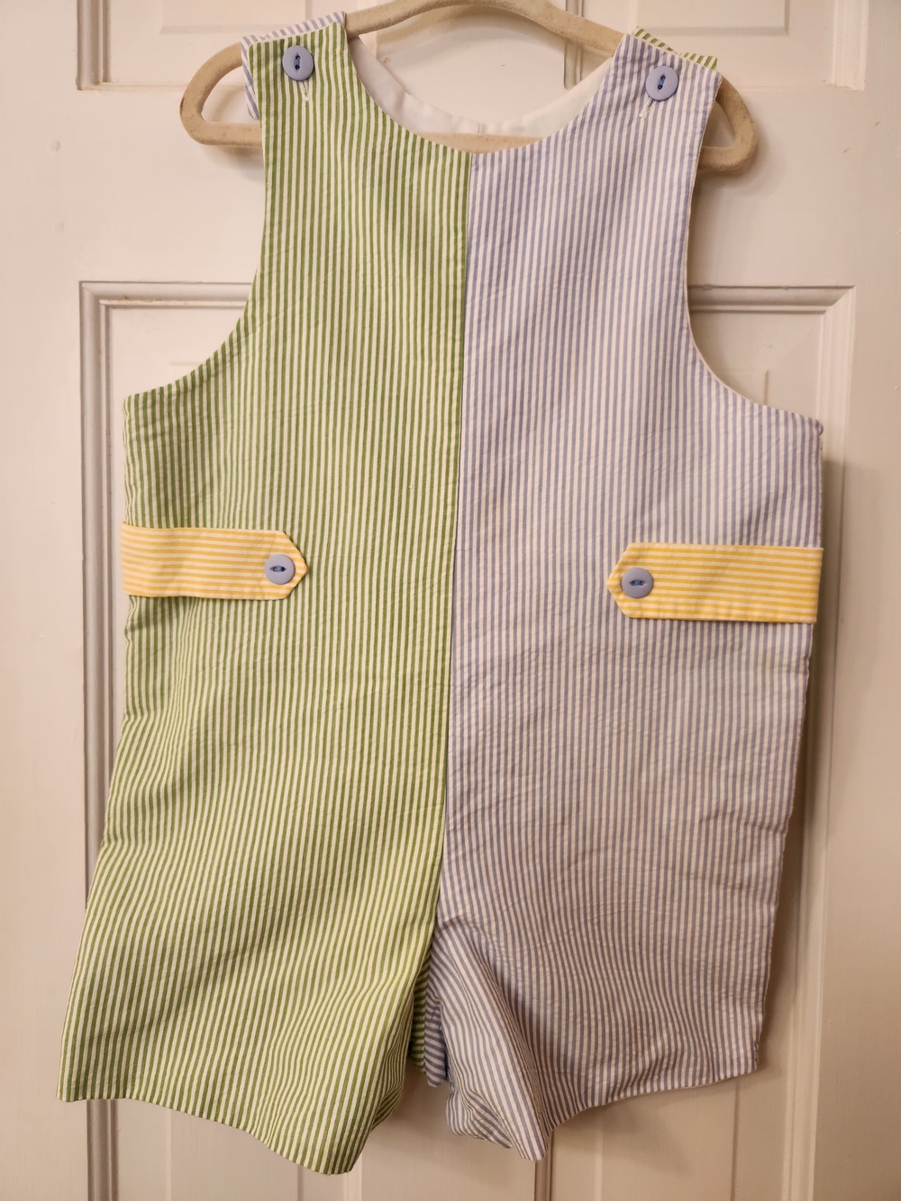 Glorimont Kids colorblock seersucker shortalls